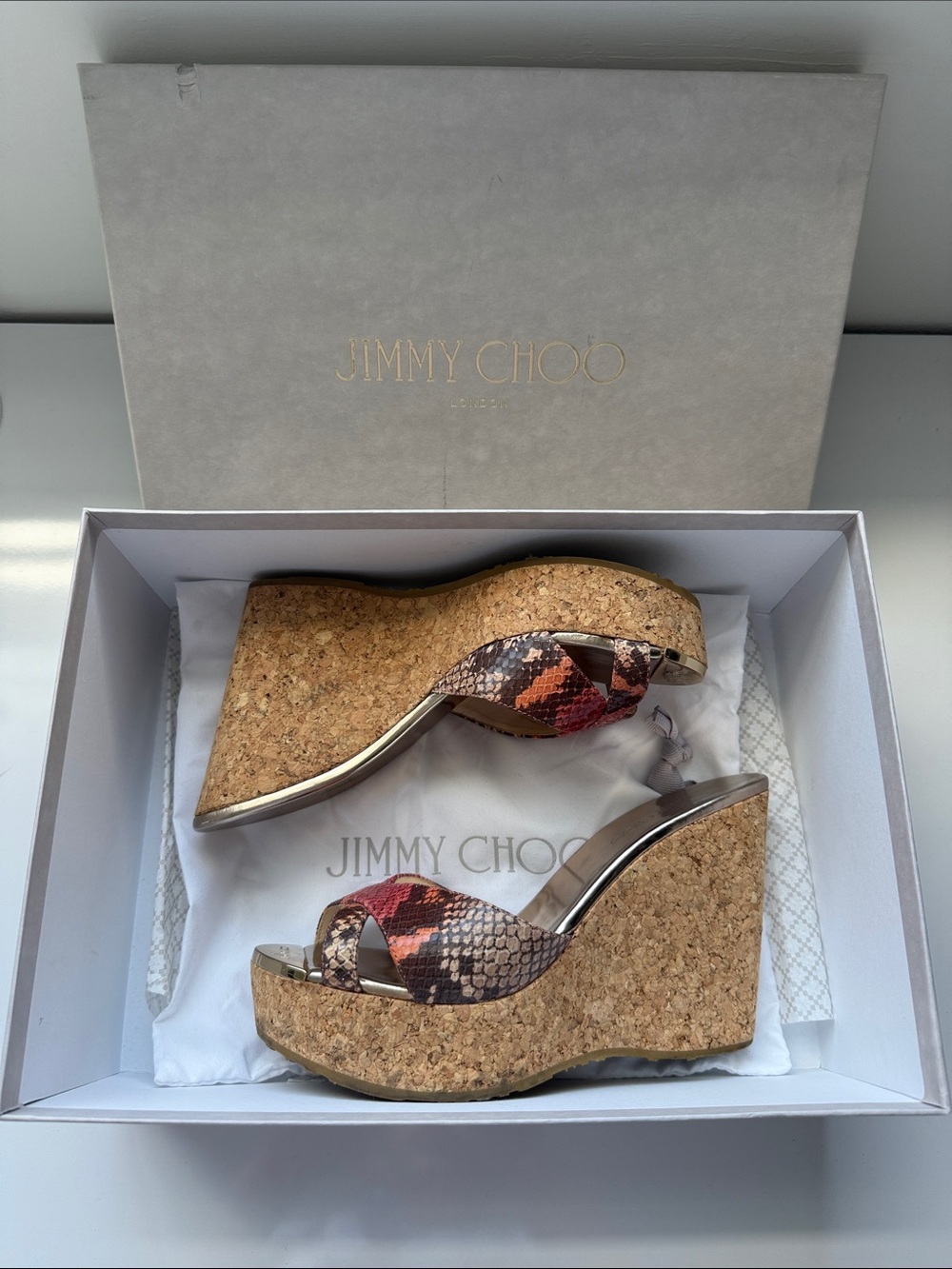 Jimmy Choo Coral Snake Print Learger Geranium